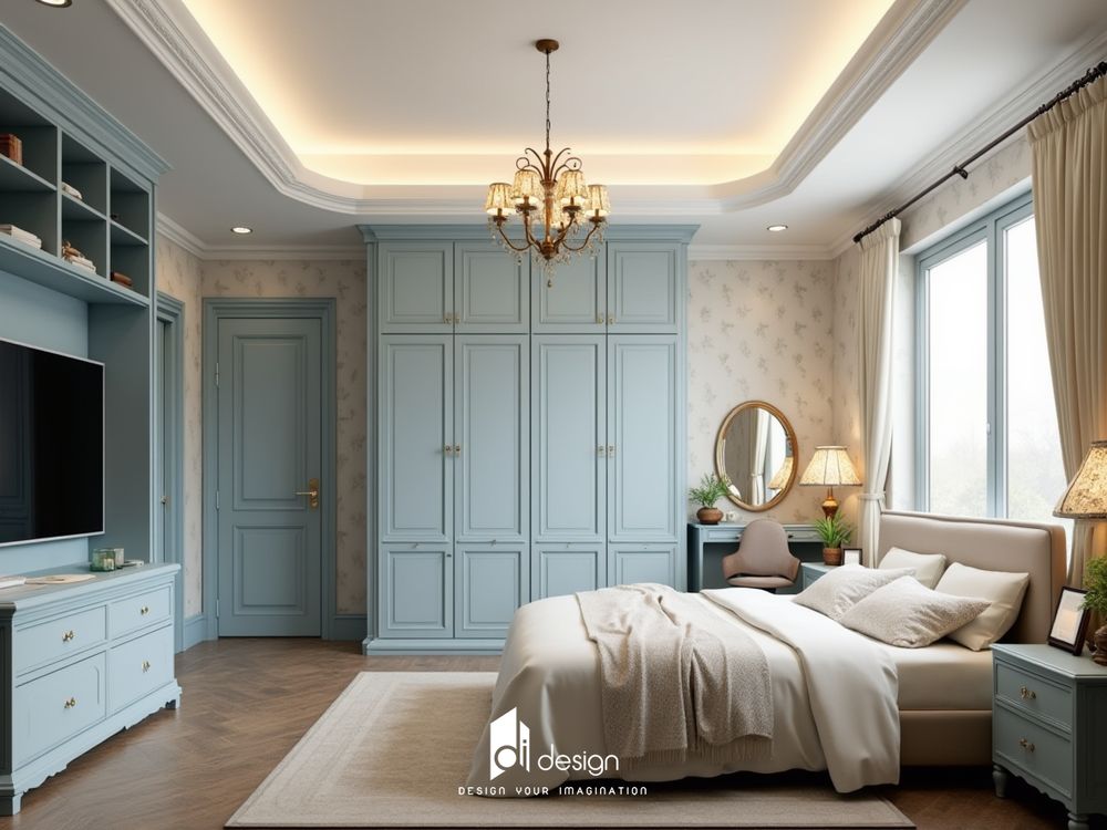 Thiết kế nội thất phòng ngủ phong cách tân cổ điển Thiết kế nội thất phòng ngủ phong cách tân cổ điển