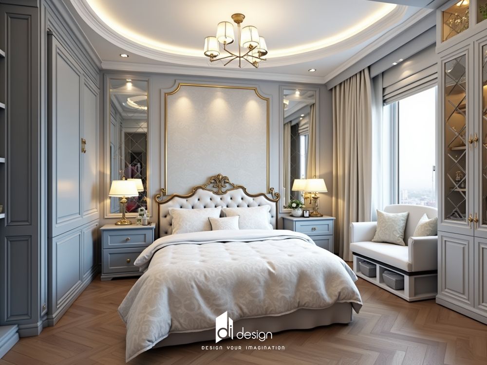 Thiết kế nội thất phòng ngủ phong cách tân cổ điển Thiết kế nội thất phòng ngủ phong cách tân cổ điển