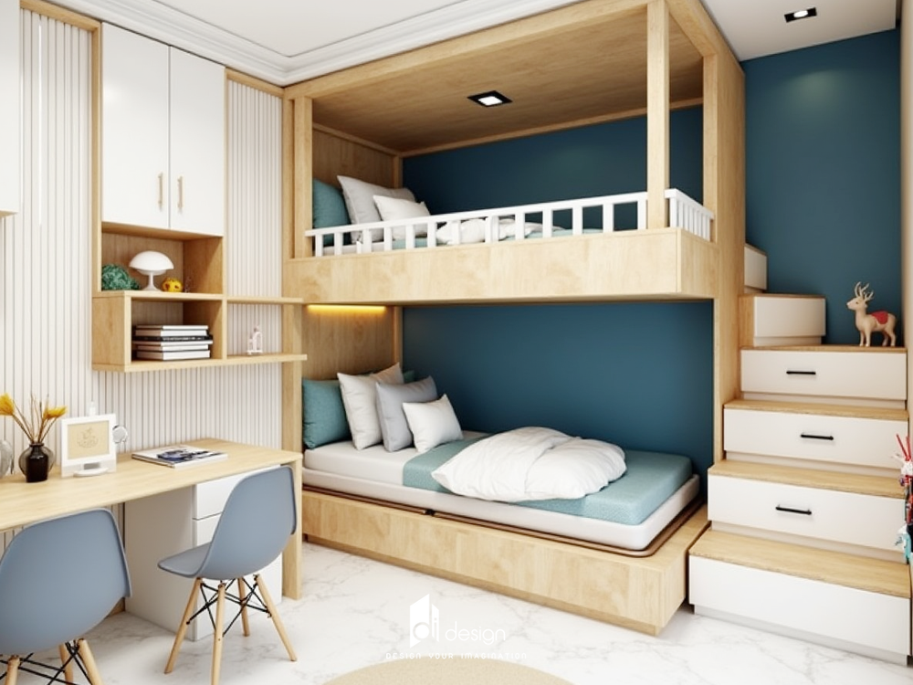 Thiết kế phòng ngủ giường tầng đẹp năm 2025