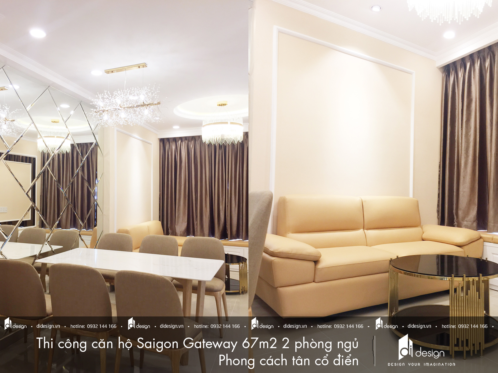 Thi công nội thất căn hộ Saigon Gateway 67m2 phong cách tân cổ điển