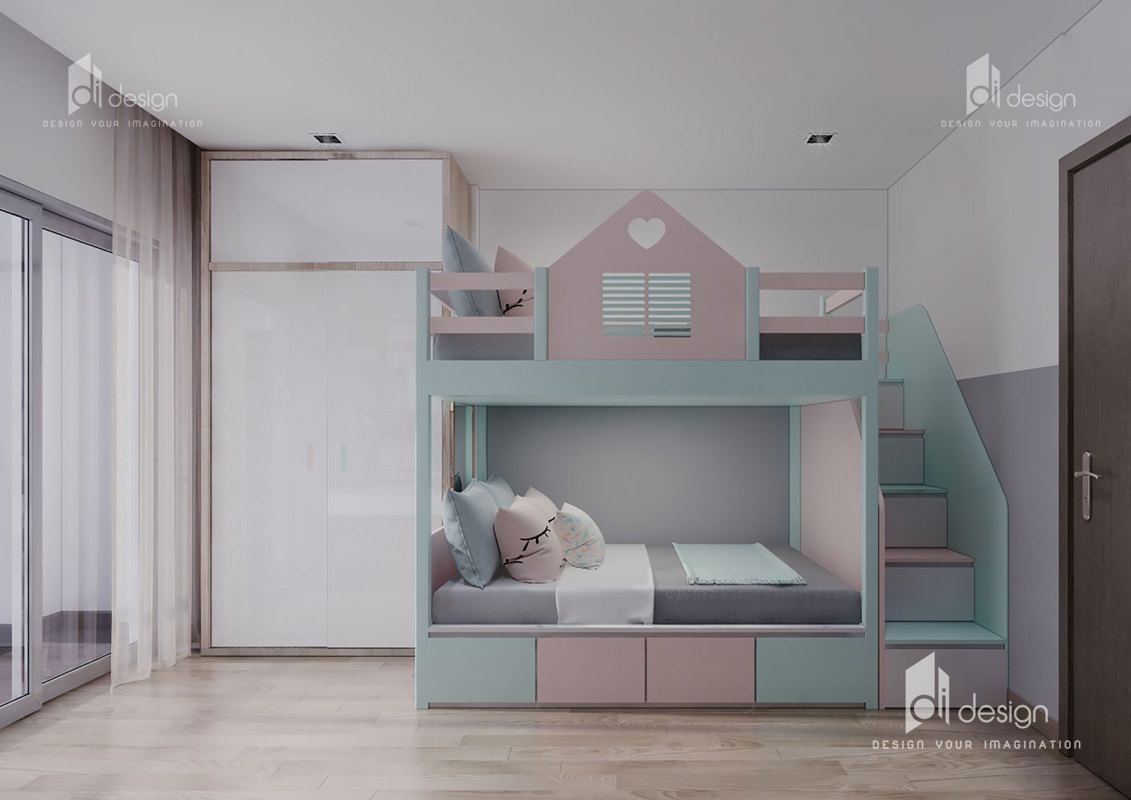 Thiết kế nội thất phòng ngủ bé gái căn hộ Hà Đô Centrosa