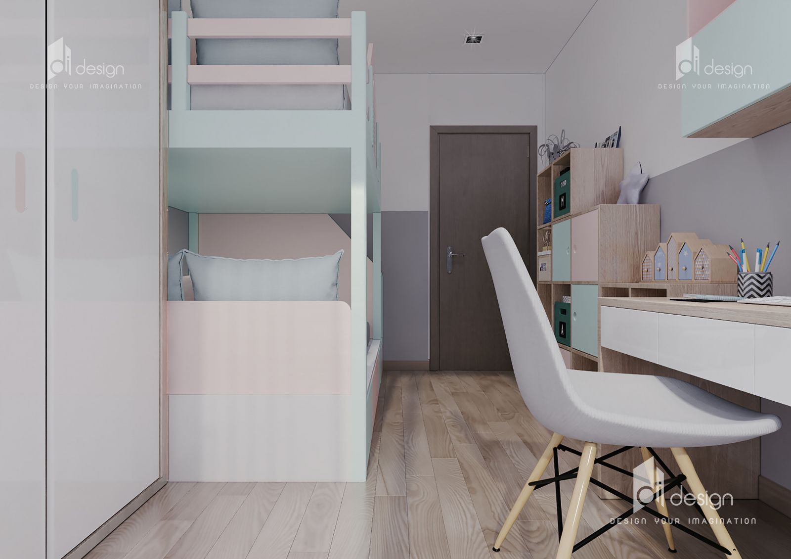 Thiết kế nội thất phòng ngủ bé gái căn hộ Hà Đô Centrosa