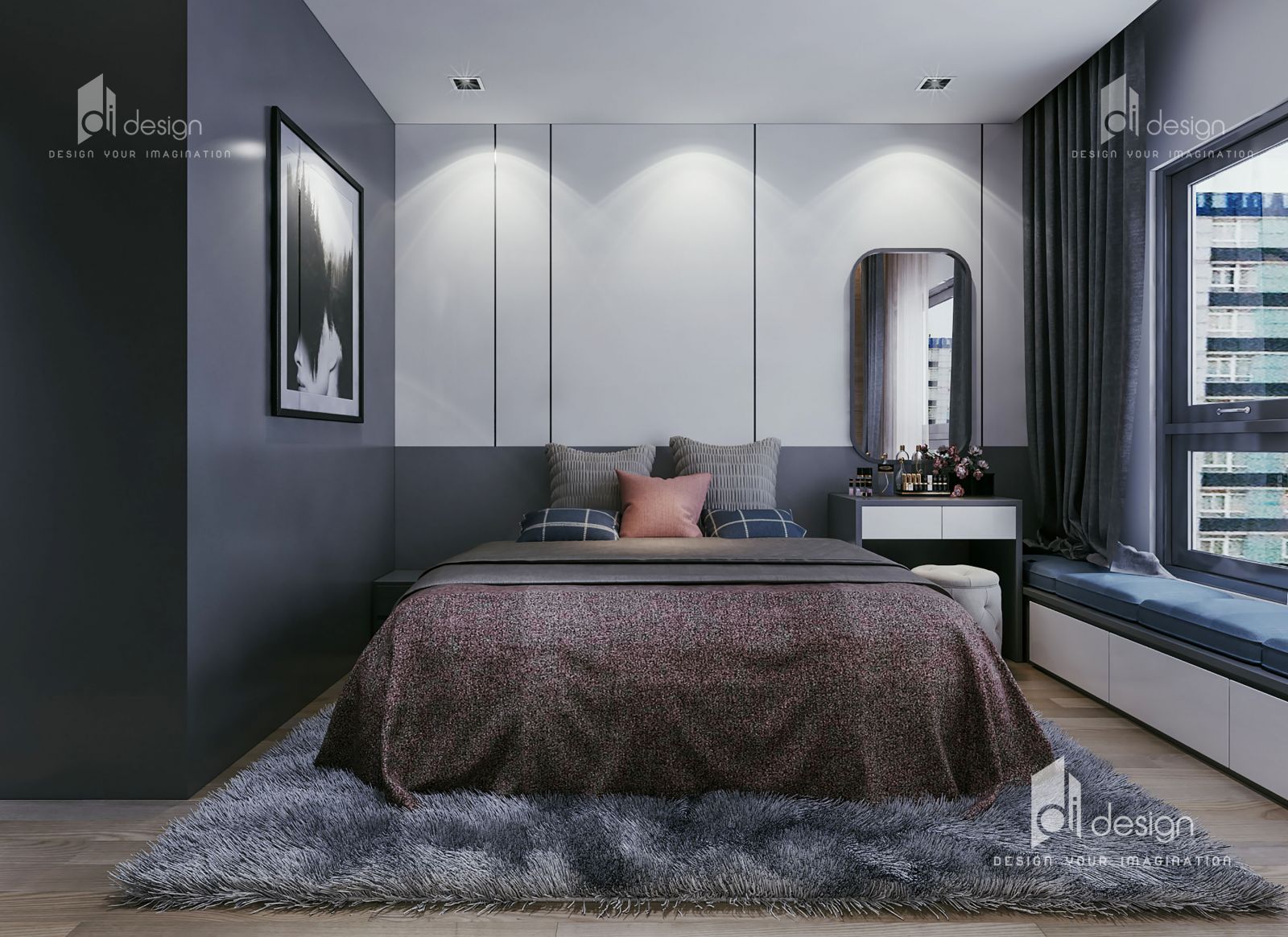 Thiết kế nội thất phòng ngủ hiện đại căn hộ Hà Đô Centrosa