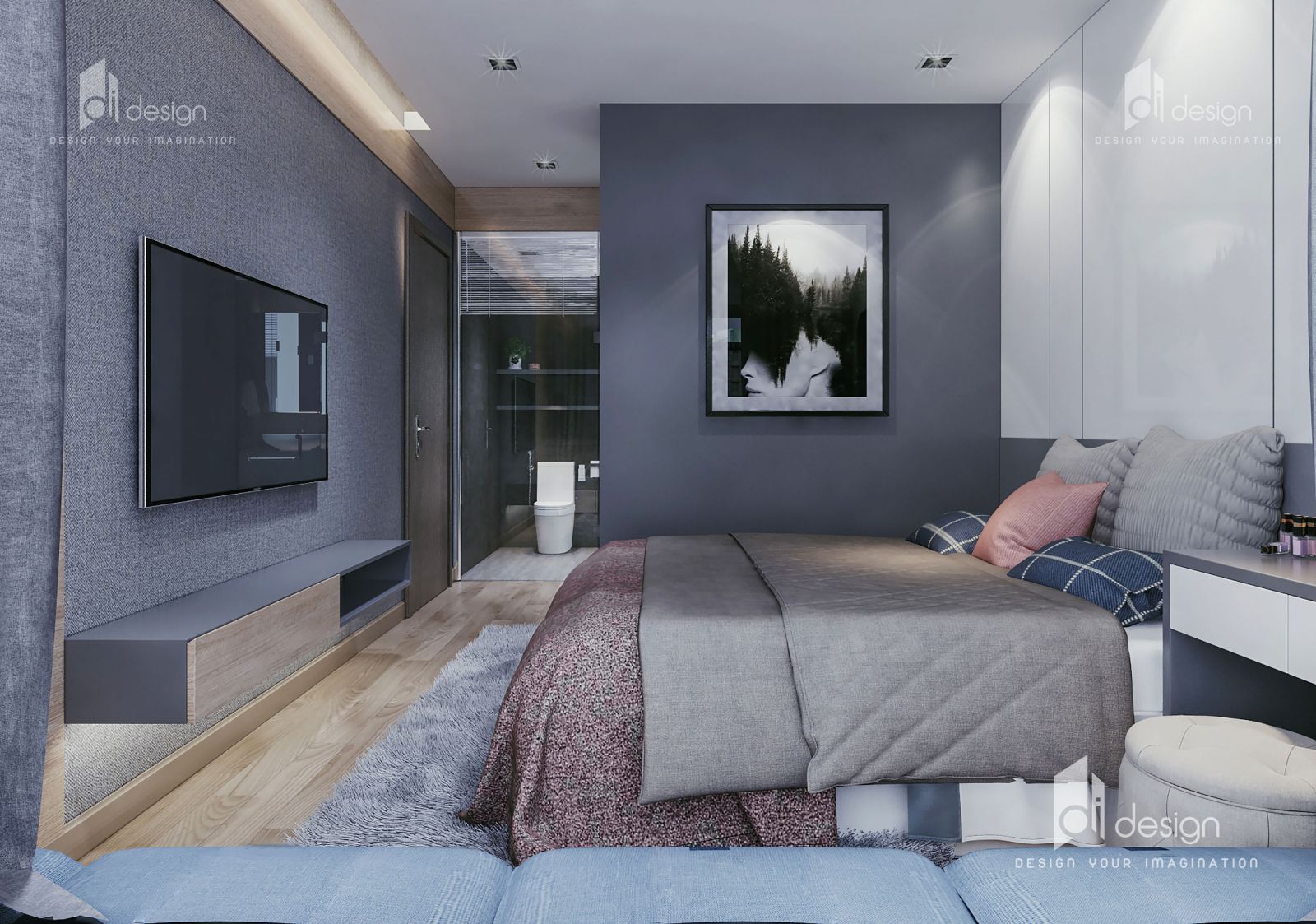 Thiết kế nội thất phòng ngủ hiện đại căn hộ Hà Đô Centrosa